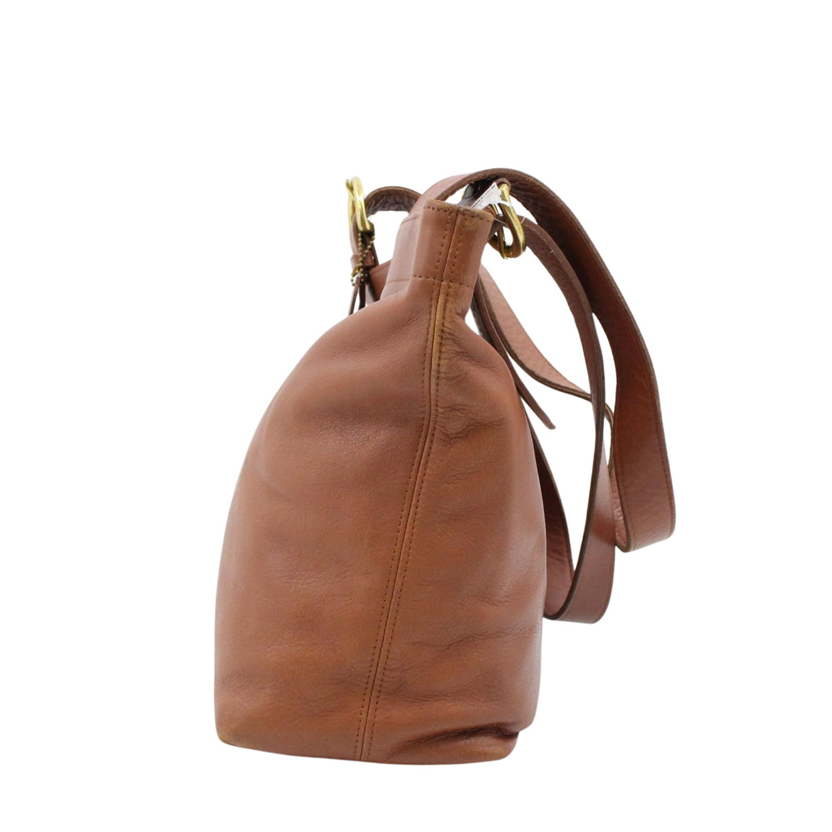 Coach Vintage 1996 – Bolso de hombro de piel marrón coñac con herrajes dorados