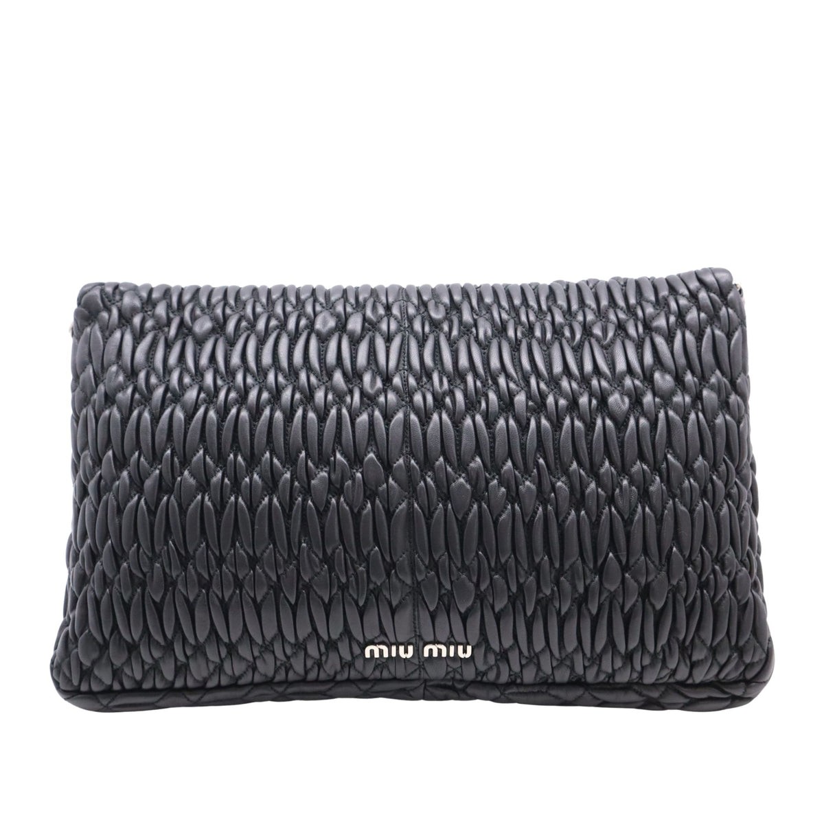 Miu Miu Nappa Matelassé Crystal – Bolso de piel negra con cadena joya y cristales