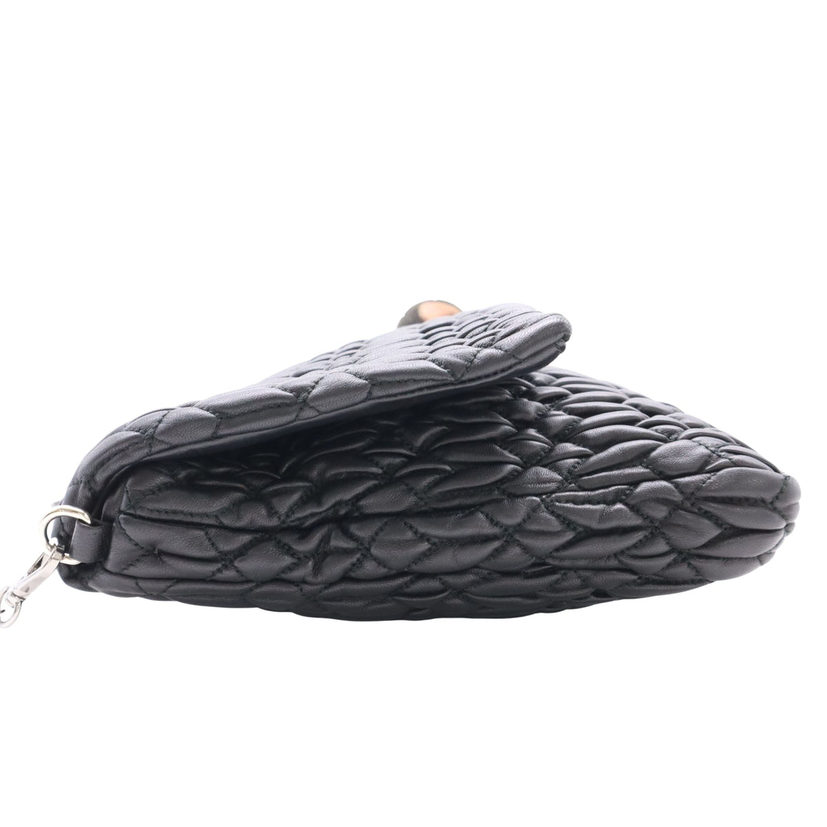 Miu Miu Nappa Matelassé Crystal – Bolso de piel negra con cadena joya y cristales