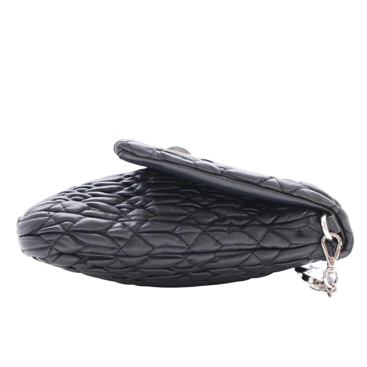 Miu Miu Nappa Matelassé Crystal – Bolso de piel negra con cadena joya y cristales