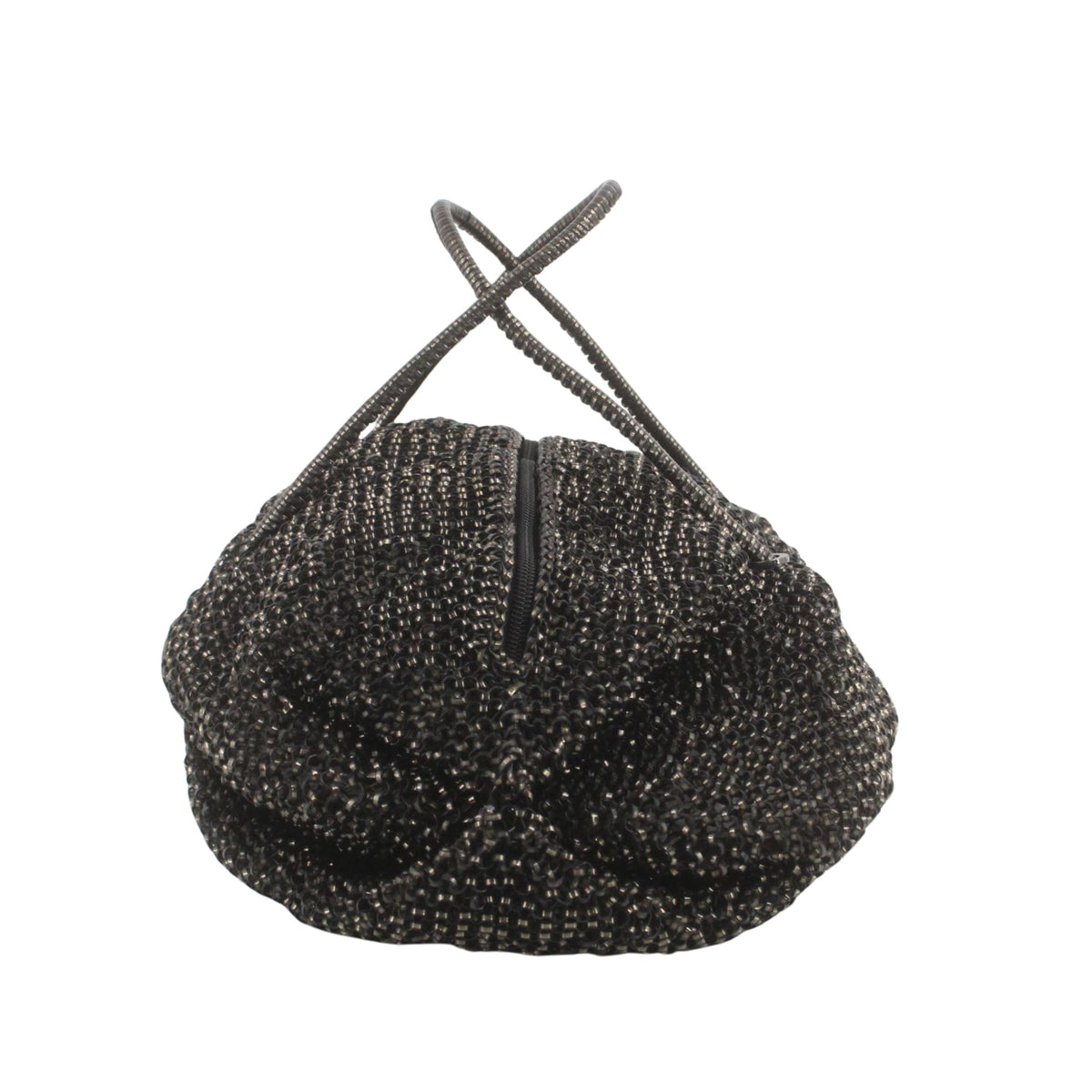 ANTEPRIMA – Bolso de malla metálica negra con diseño fruncido y asas largas