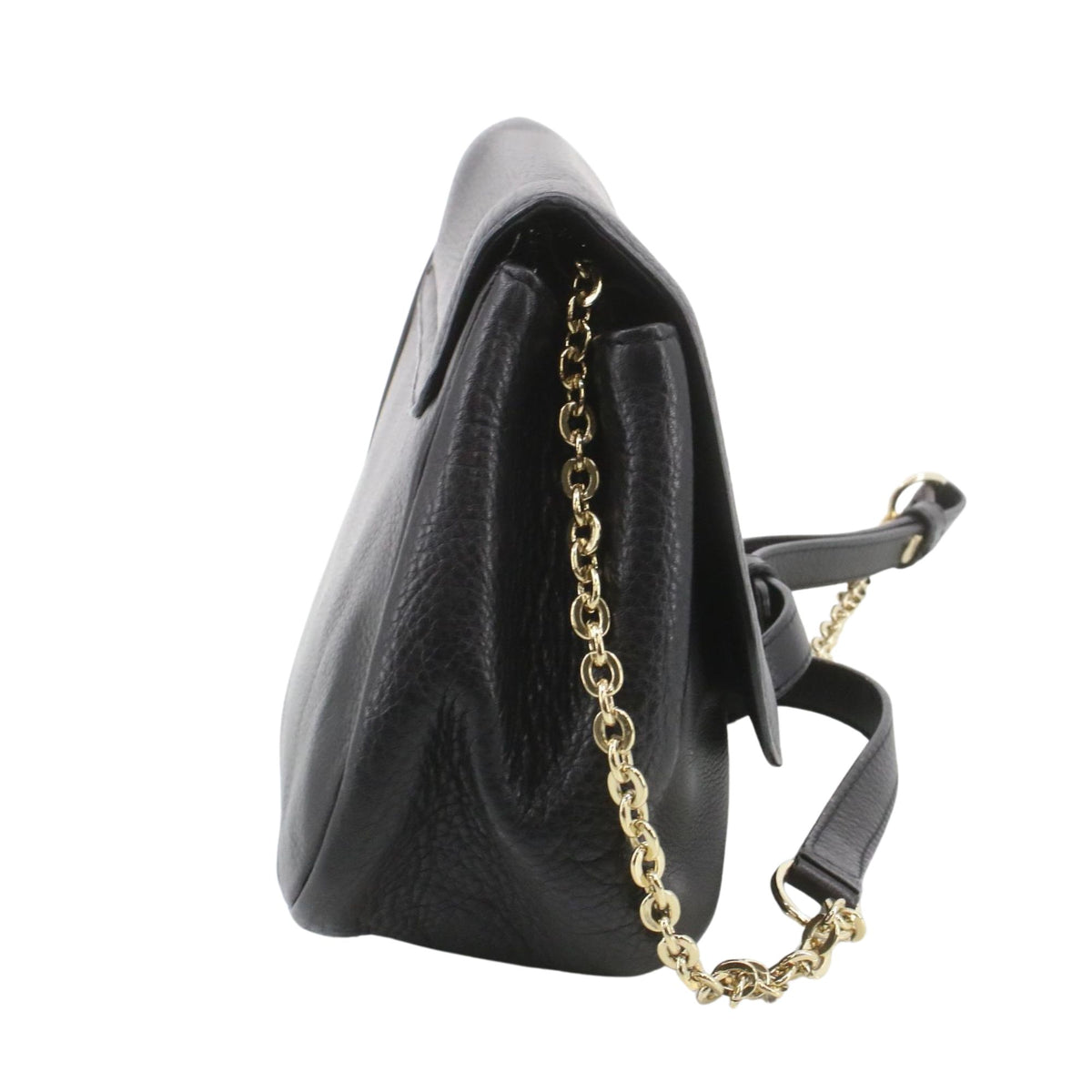 See by Chloé – Bolso bandolera de piel negra con cadena dorada y solapa