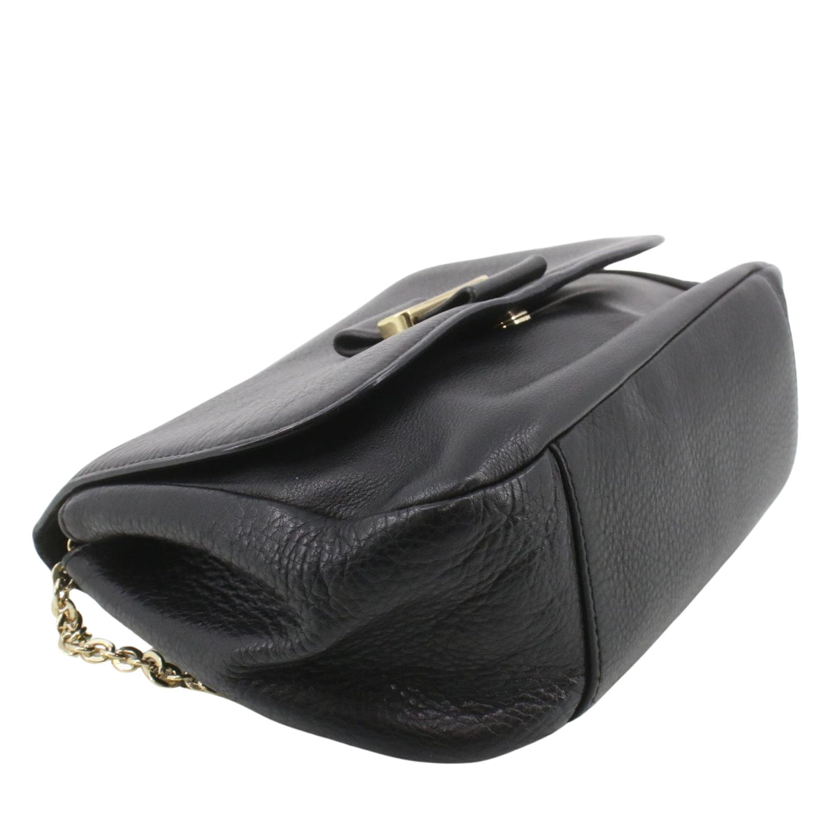 See by Chloé – Bolso bandolera de piel negra con cadena dorada y solapa