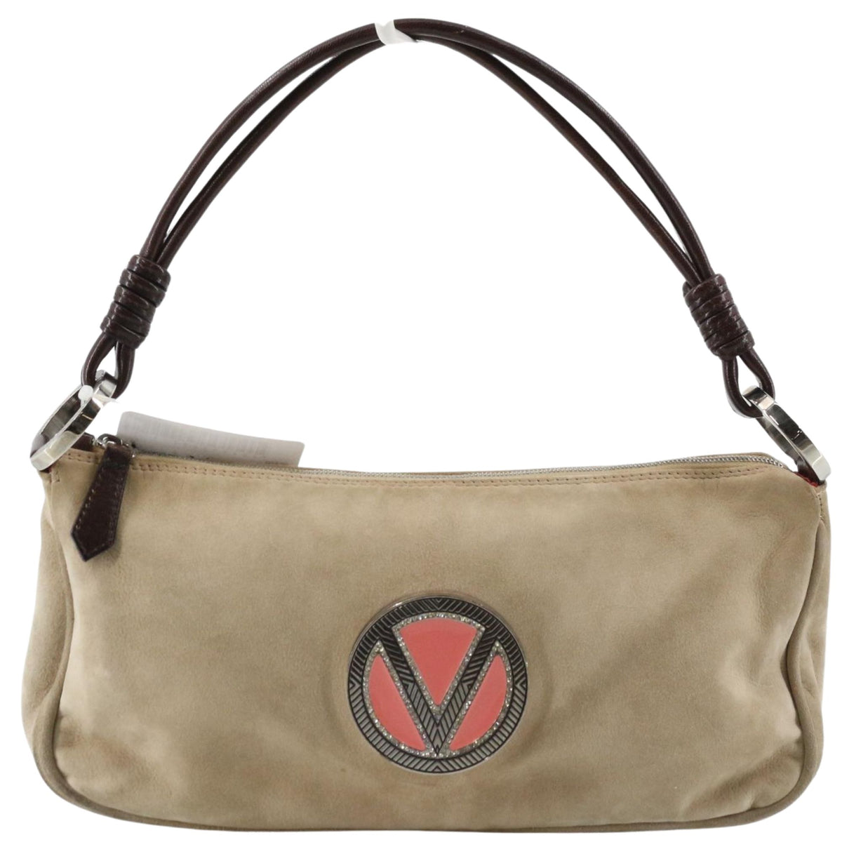 Valentino Garavani Vintage – Bolso de ante beige con medallón de esmalte y circonitas