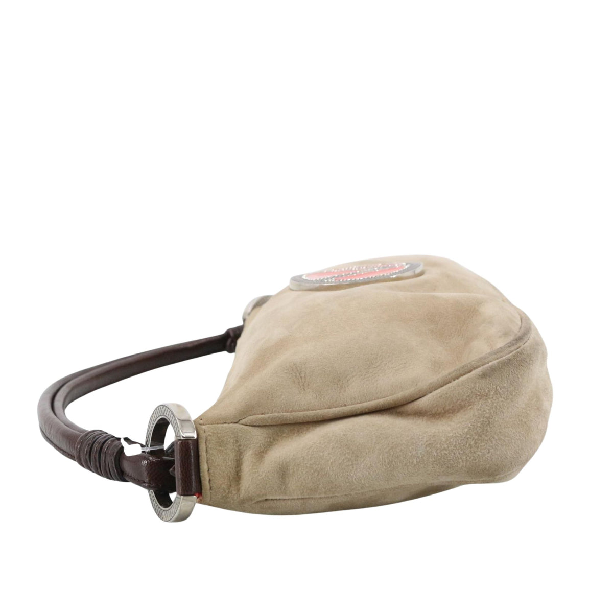 Valentino Garavani Vintage – Bolso de ante beige con medallón de esmalte y circonitas