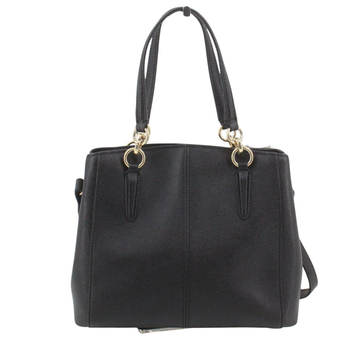 Coach – Bolso de piel negra texturizada con asas y bandolera