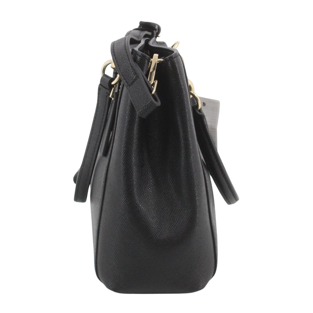 Coach – Bolso de piel negra texturizada con asas y bandolera