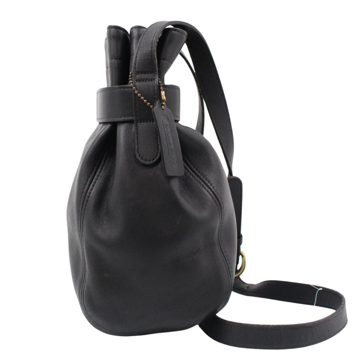 Coach vintage bolso saco de piel negra con hebilla dorada