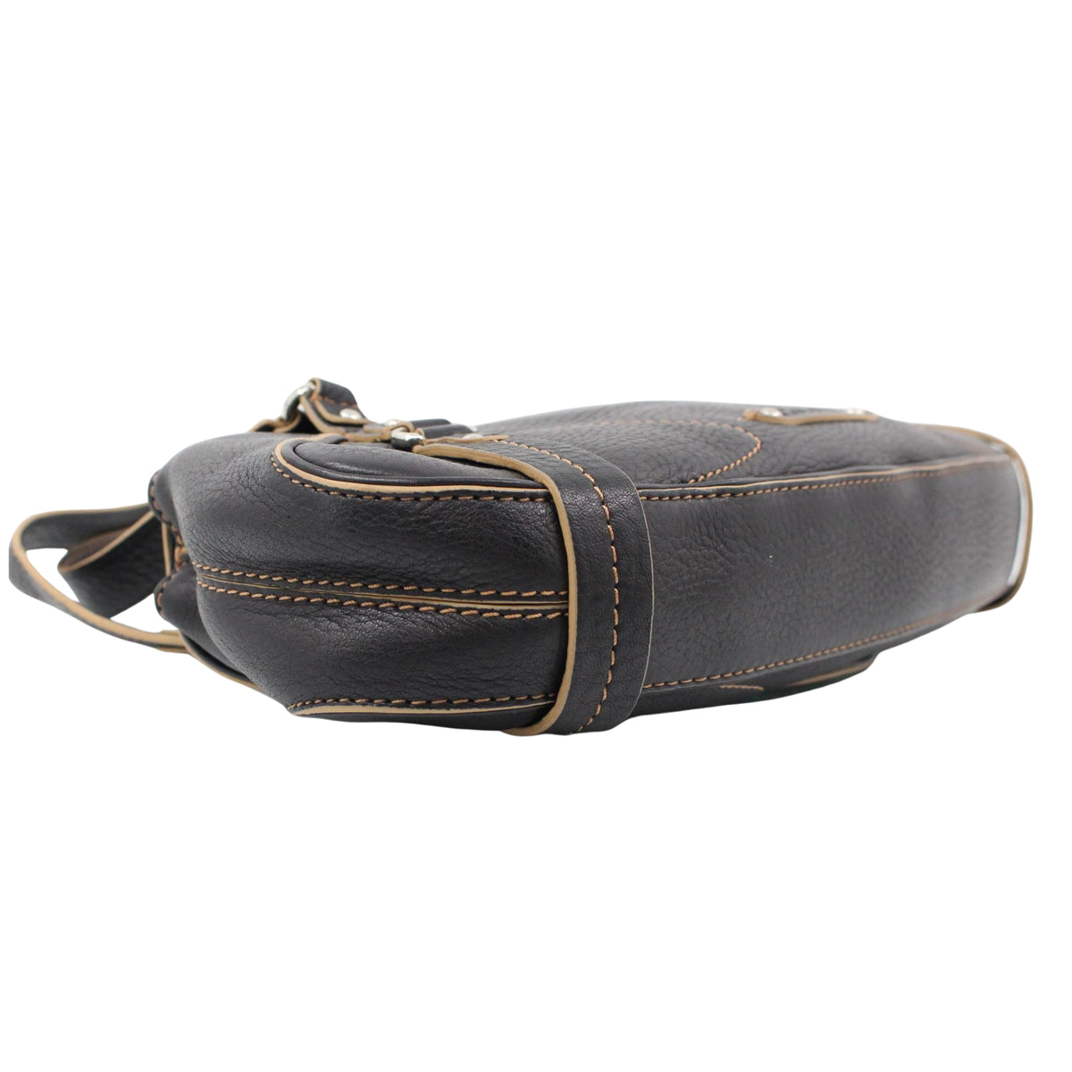 Cole Haan Vintage – Bolso de hombro East-West de piel negra con pespuntes en contraste