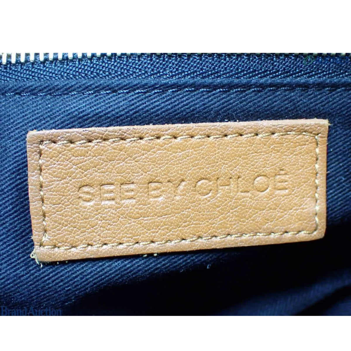 See by Chloé Cherry – Bolso vintage de piel marrón coñac con borla y cremalleras doradas