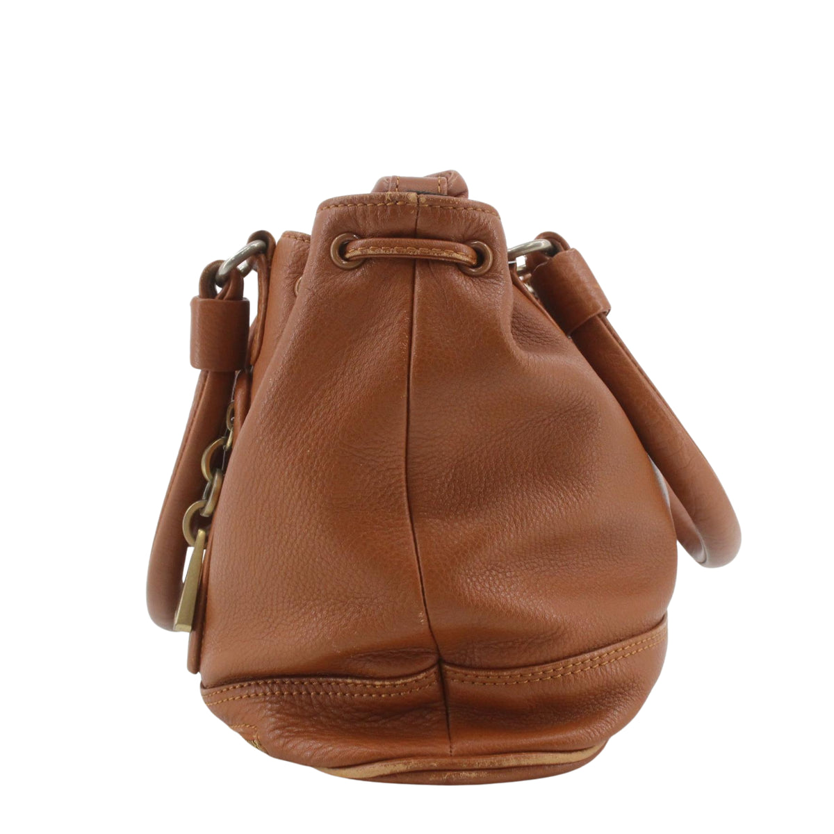See by Chloé Cherry – Bolso vintage de piel coñac con doble asa, bandolera y borla
