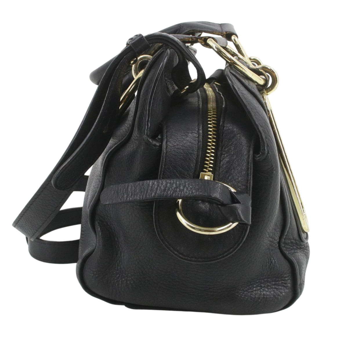 See by Chloé – Bolso de Piel Negra con Herrajes Dorados y Bandolera