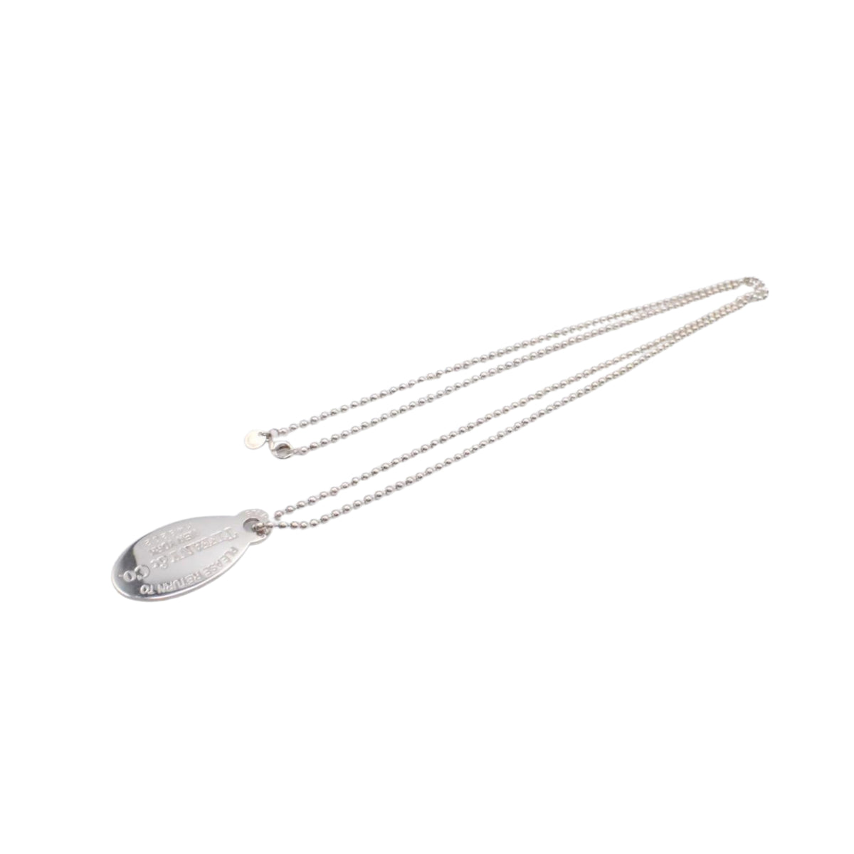 Tiffany & Co. Return to Tiffany – Collar de plata 925 con placa ovalada y cadena de bolas de 84 cm