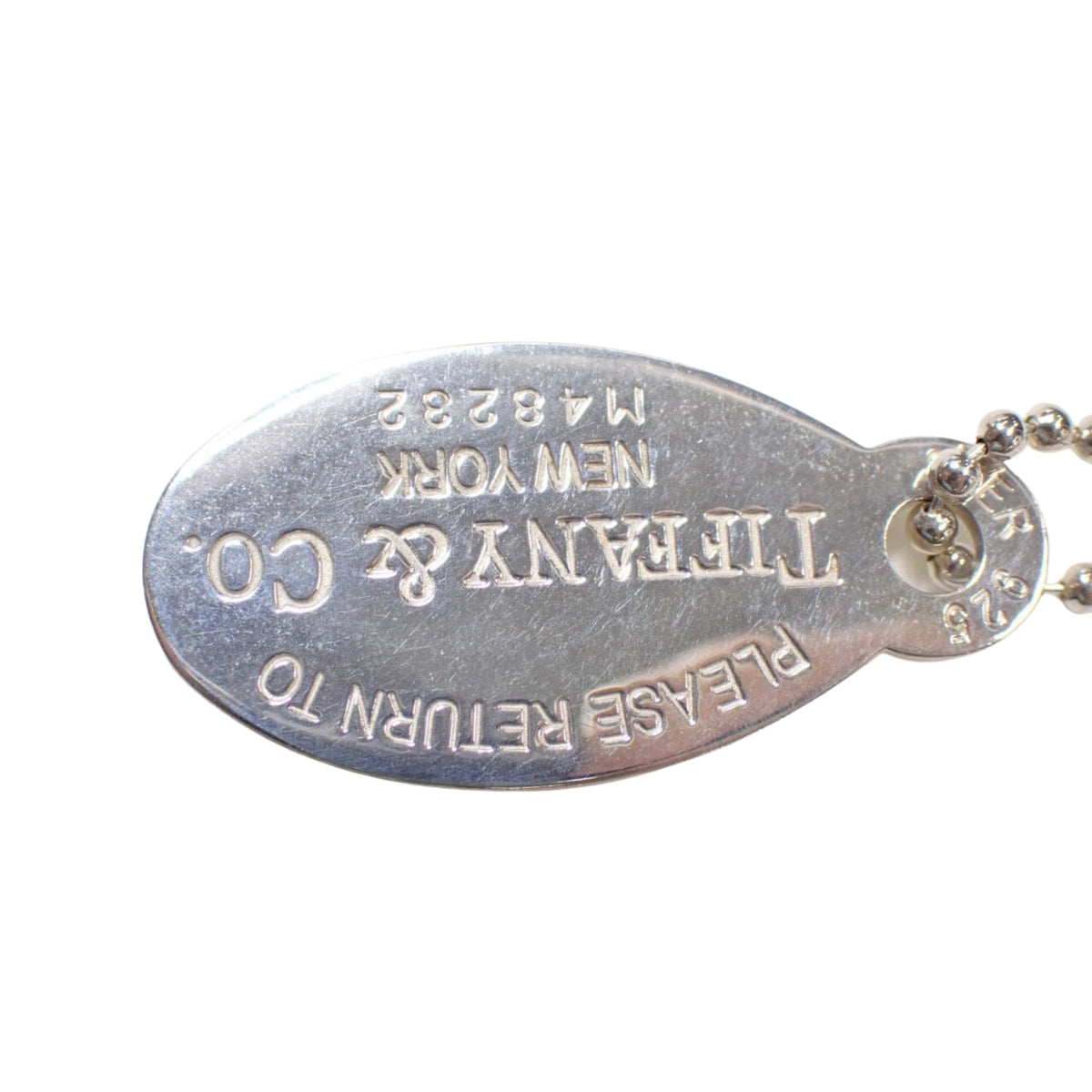 Tiffany & Co. Return to Tiffany – Collar de plata 925 con placa ovalada y cadena de bolas de 84 cm