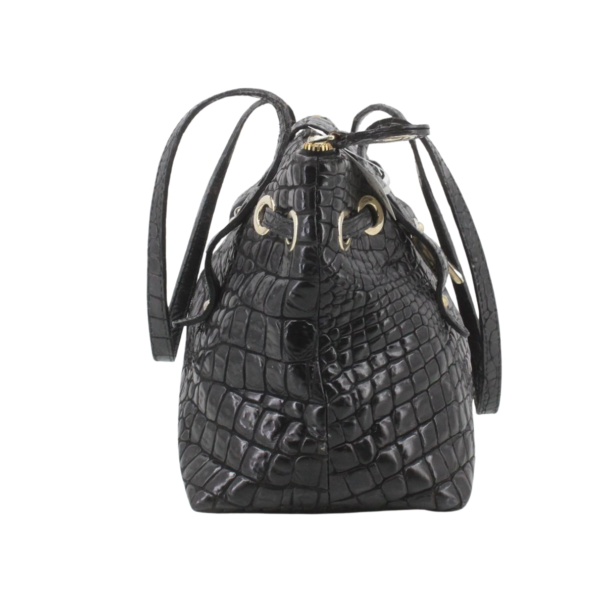 Jimmy Choo Vintage – Bolso Tote de Piel Negra Efecto Cocodrilo con Herrajes Dorados