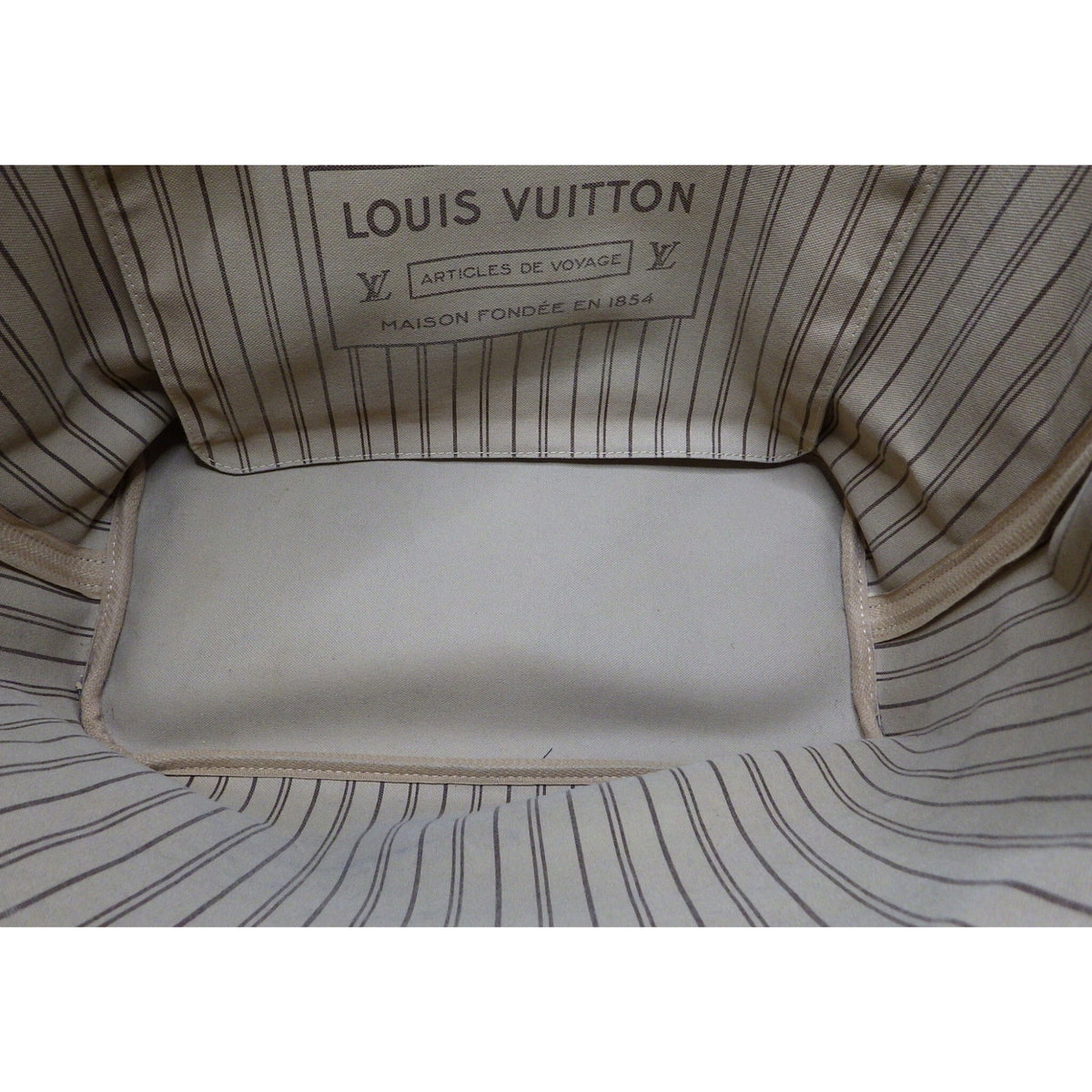 Louis Vuitton Neverfull MM Monogram – Bolso Tote Vintage de Lona y Piel Natural