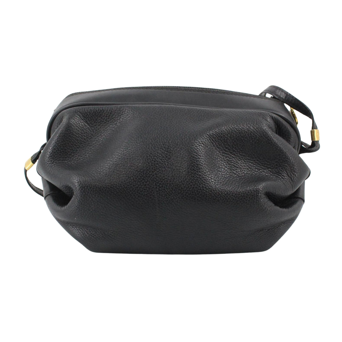 Gucci Vintage GG Emblem – Bolso Bandolera de Piel Negra con Diseño Fruncido