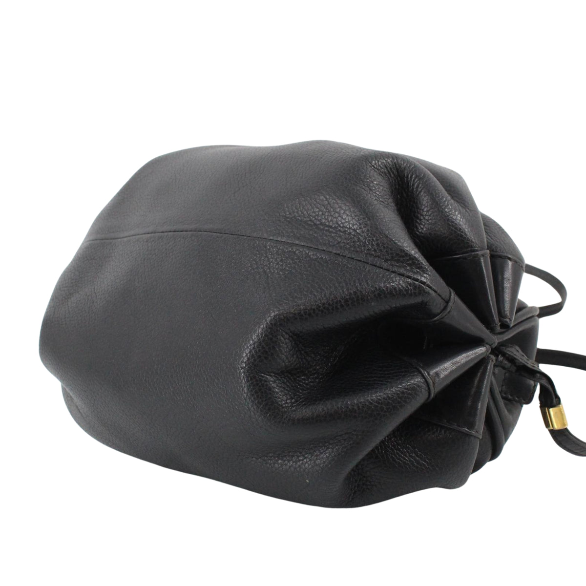 Gucci Vintage GG Emblem – Bolso Bandolera de Piel Negra con Diseño Fruncido