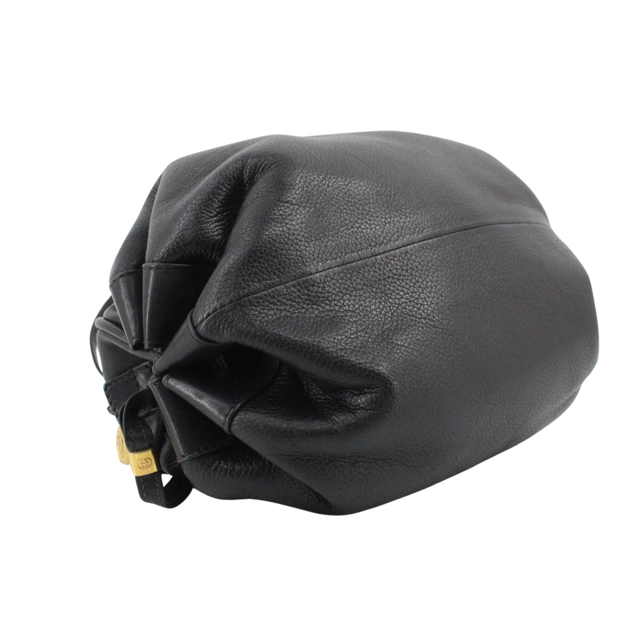 Gucci Vintage GG Emblem – Bolso Bandolera de Piel Negra con Diseño Fruncido