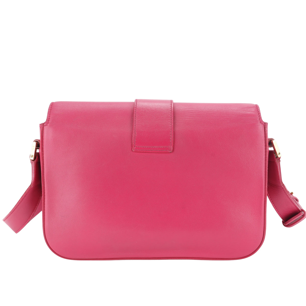 Saint Laurent Y Line Vintage – Bolso Bandolera de Piel Rosa Fucsia con Cierre Dorado