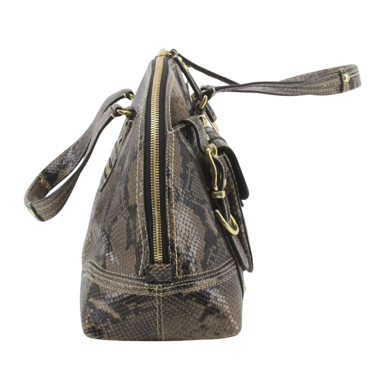 Coach Legacy Satchel Vintage – Bolso de Piel Estampado Pitón Marrón