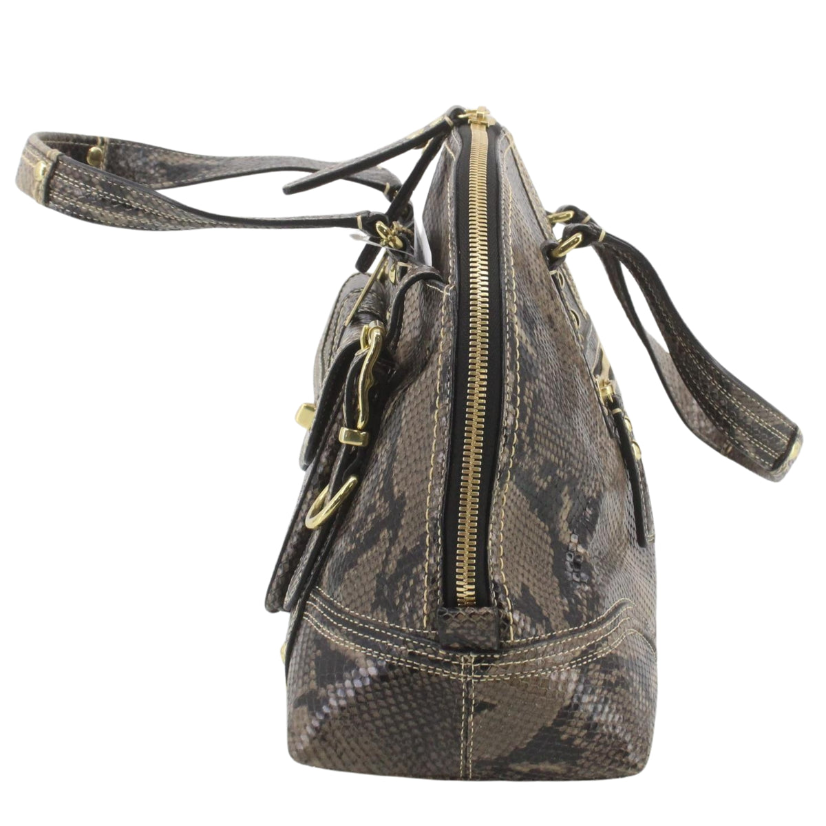 Coach Legacy Satchel Vintage – Bolso de Piel Estampado Pitón Marrón