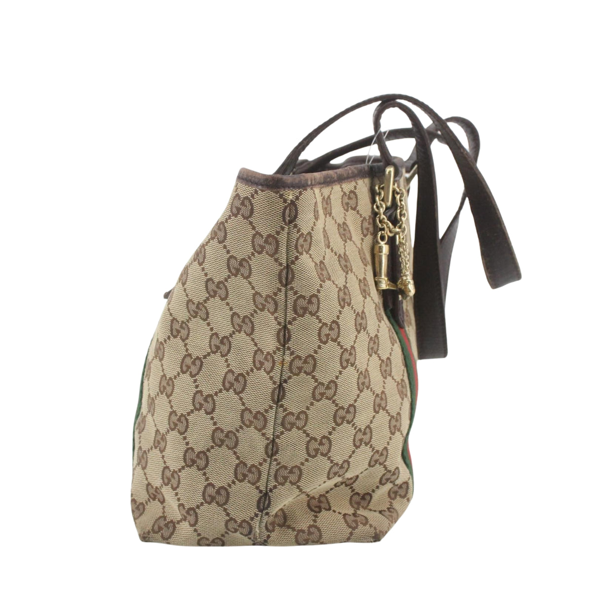 Gucci GG Canvas Vintage Tote con Tribanda Web Verde y Roja – Bolso de Hombro