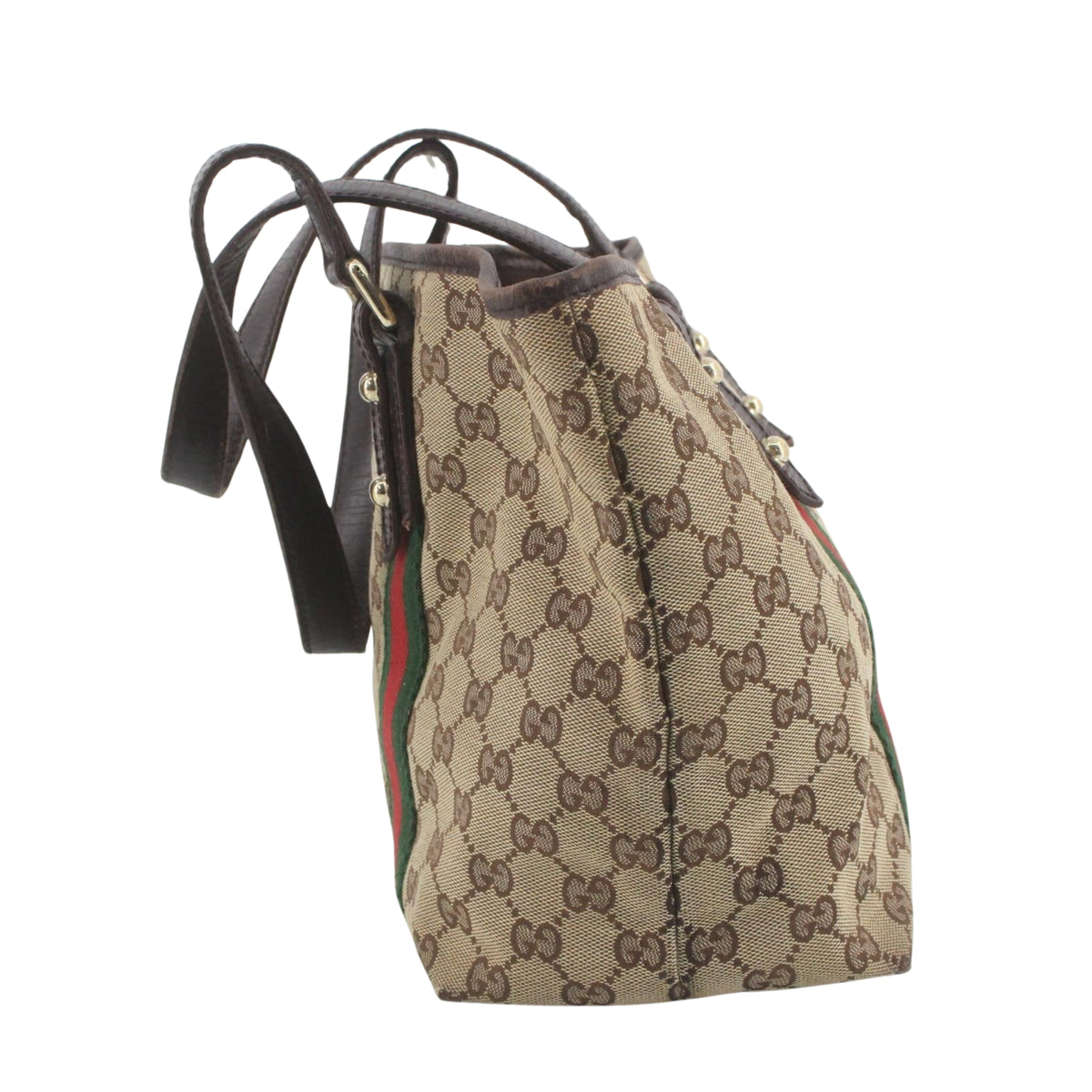 Gucci GG Canvas Vintage Tote con Tribanda Web Verde y Roja – Bolso de Hombro