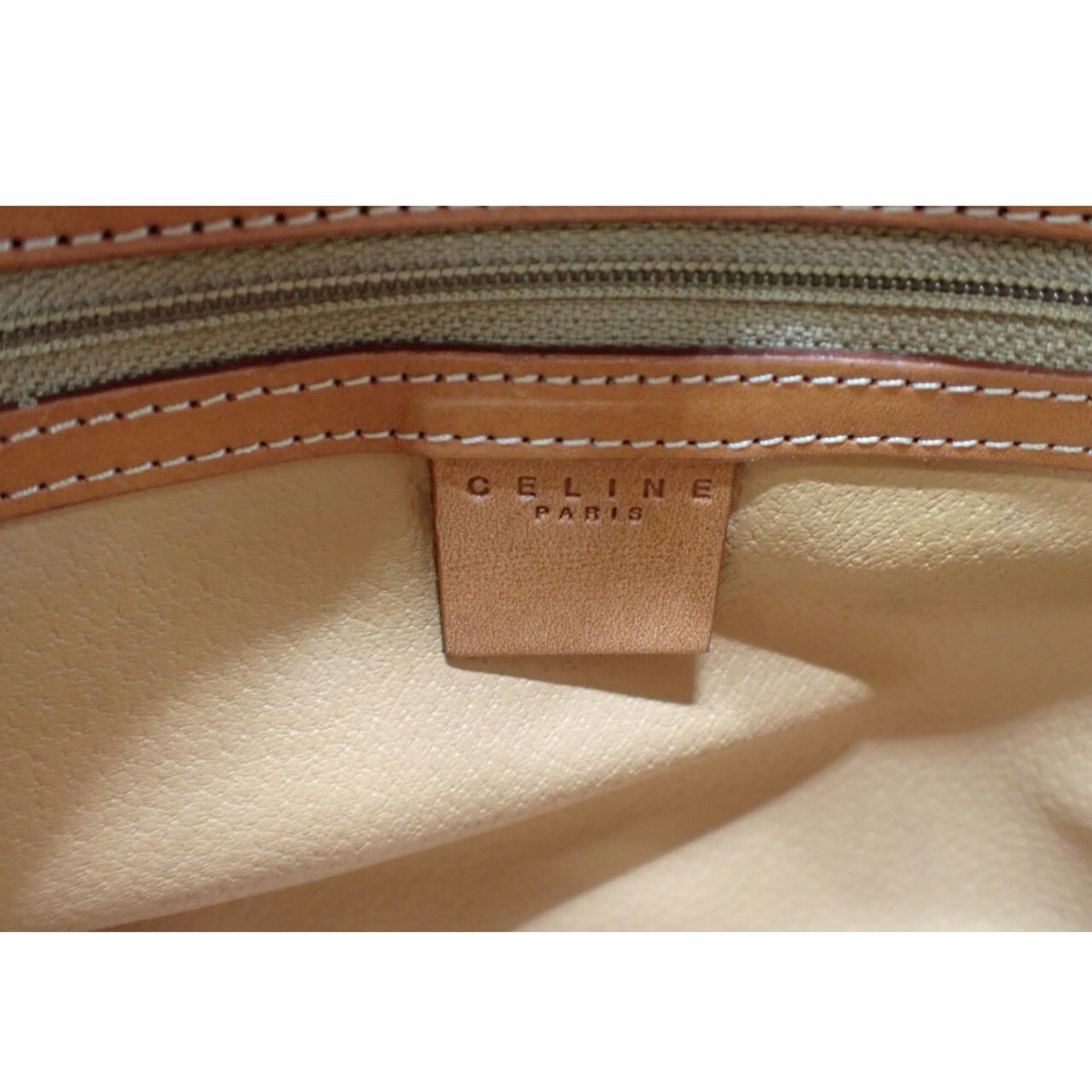 Céline Vintage Macadam – Bolso Bowling de Mano Marrón y Piel Camel