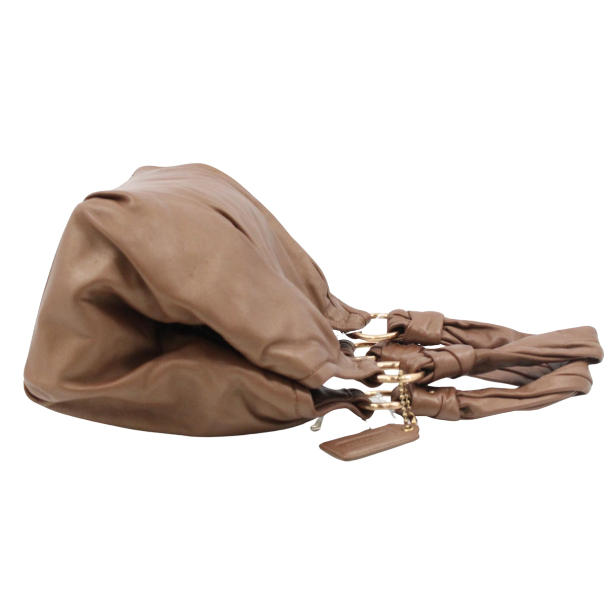 Coach Vintage – Bolso de Hombro de Piel Marrón Taupe con Asa Fruncida