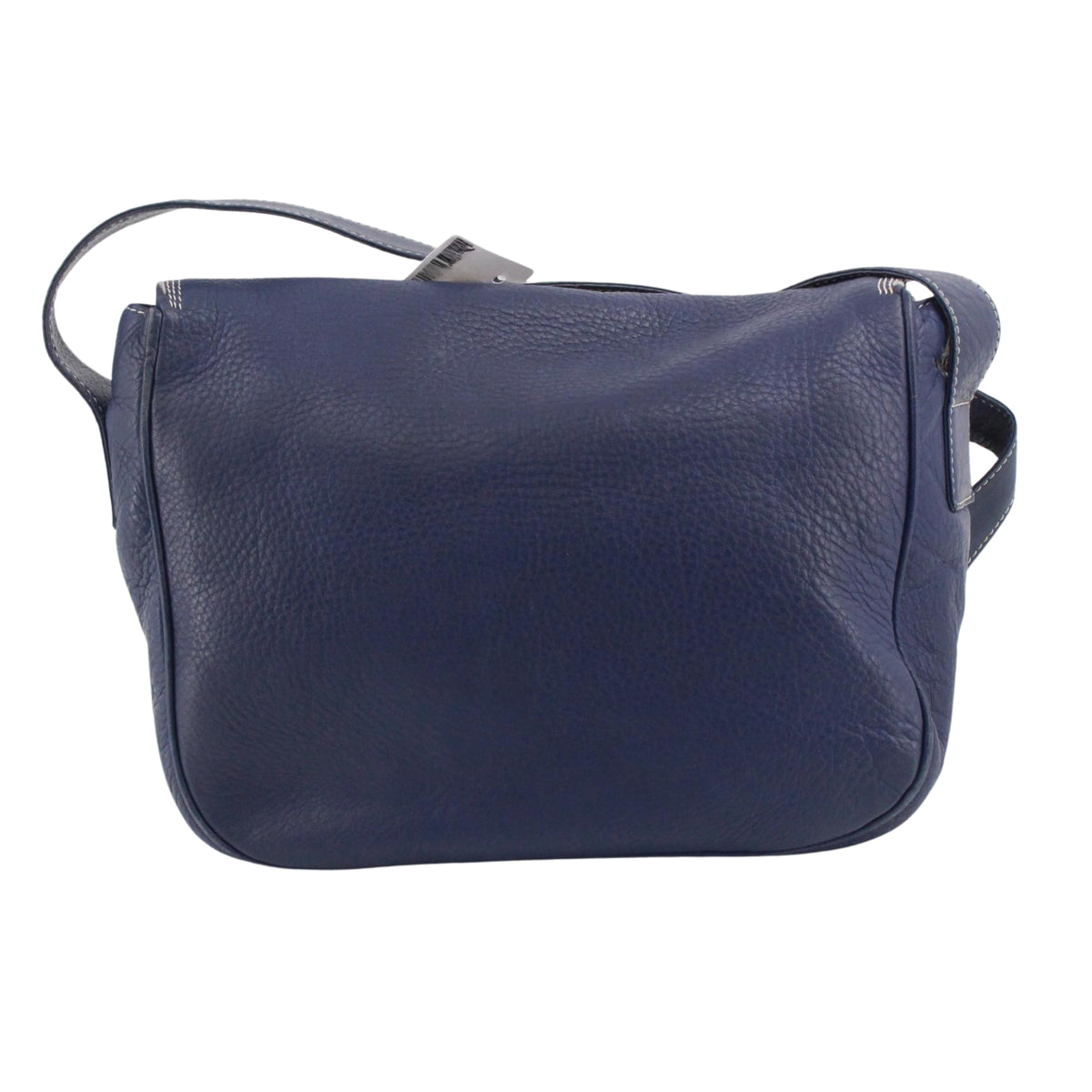 Loewe Bolso Bandolera Vintage de Piel Azul Marino con Anagrama Grabado y Solapa