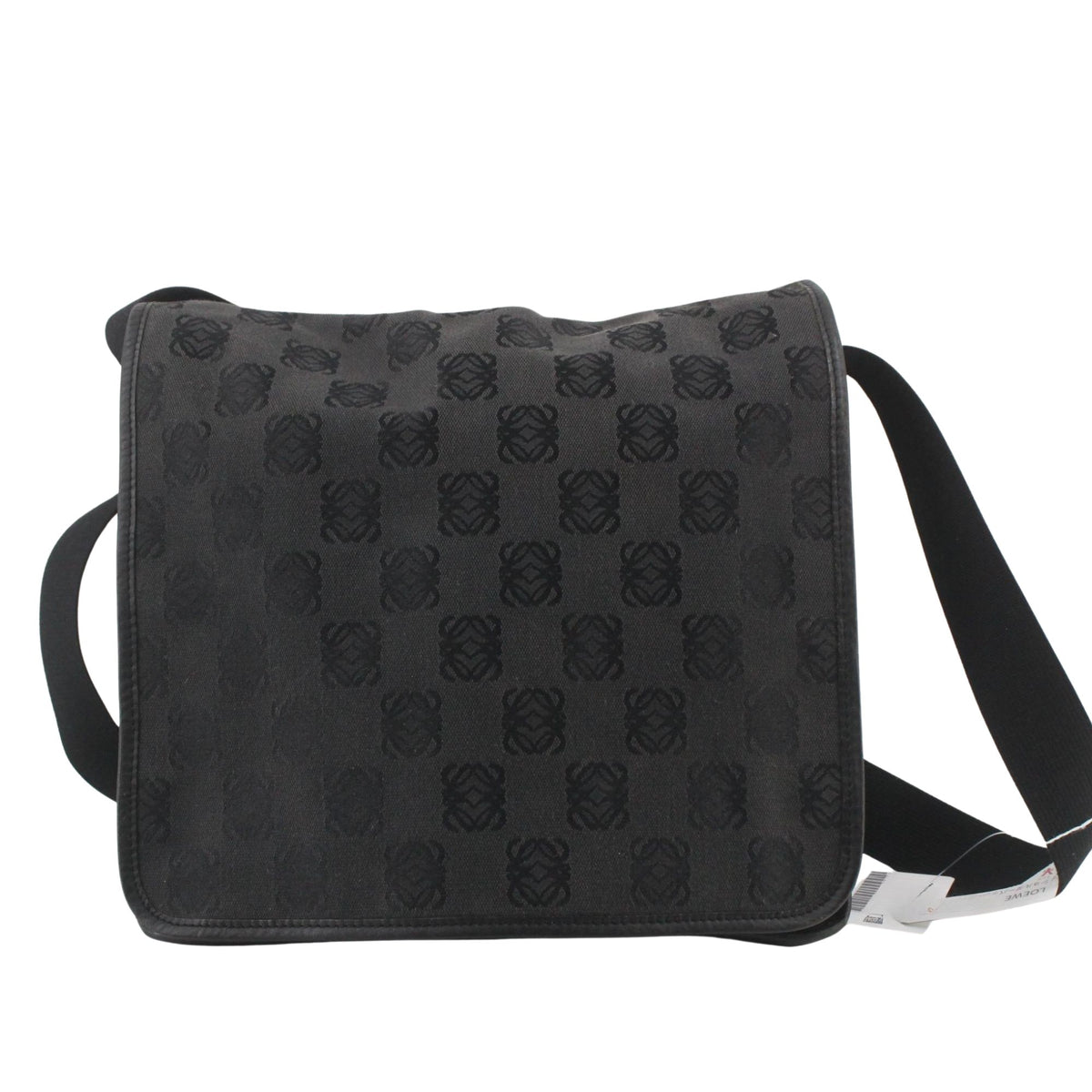 Loewe Bolso Bandolera Vintage Anagram de Jacquard Negro con Solapa