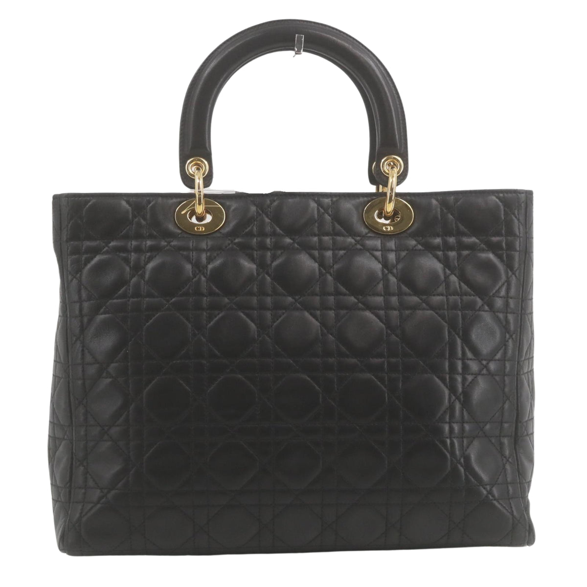 Christian Dior Lady Dior Cannage Vintage – Bolso de Piel Negra con Herrajes Dorados