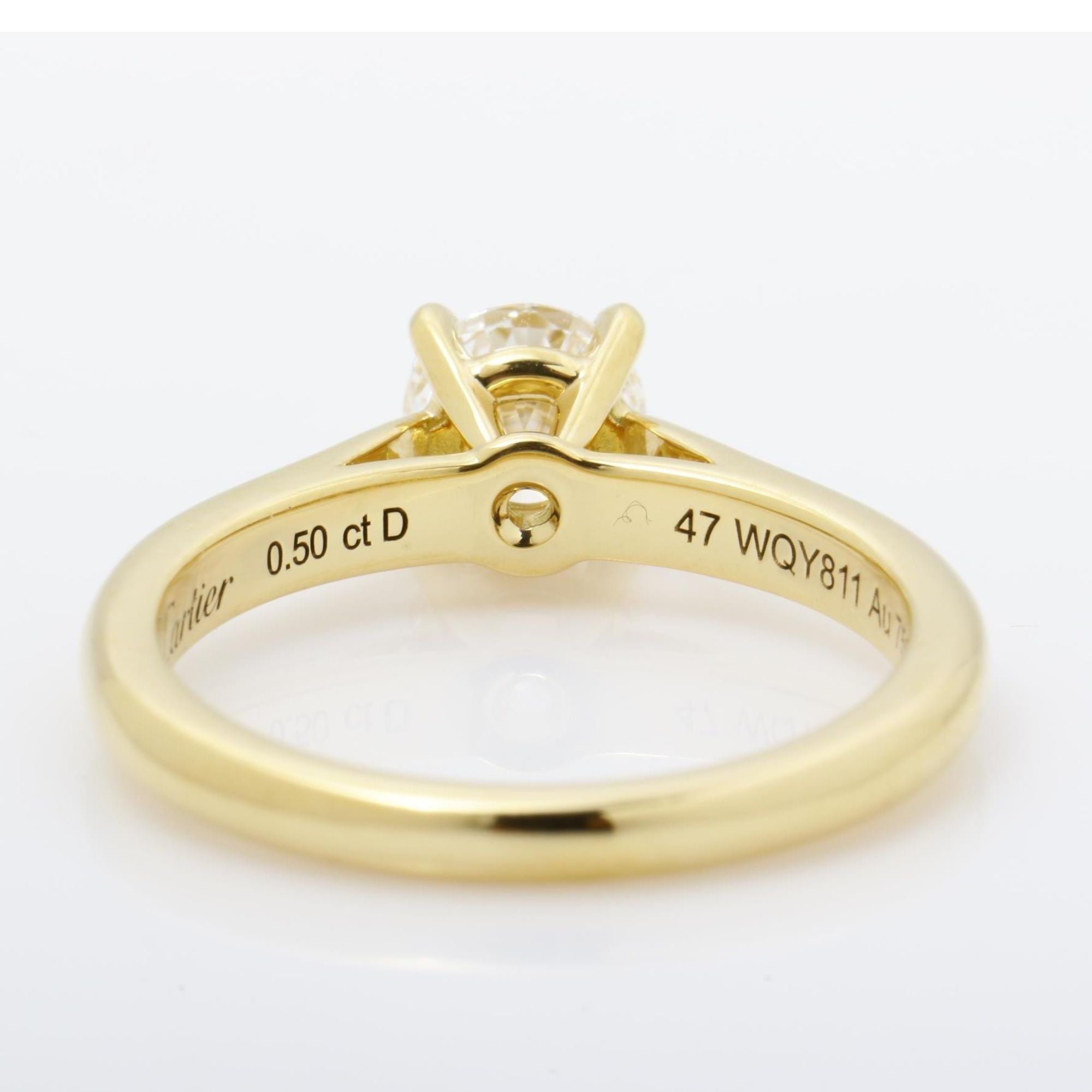 Cartier Solitaire 1895 oro amarillo 18k con diamante natural GIA 0.50 ct – Nuevo sin usar