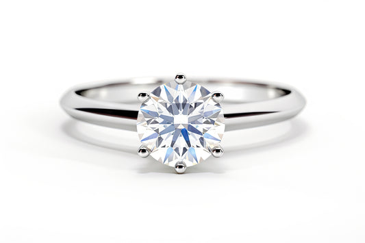 ANILLO SOLITARIO de 6 GARRAS con DIAMANTE DE LABORATORIO
