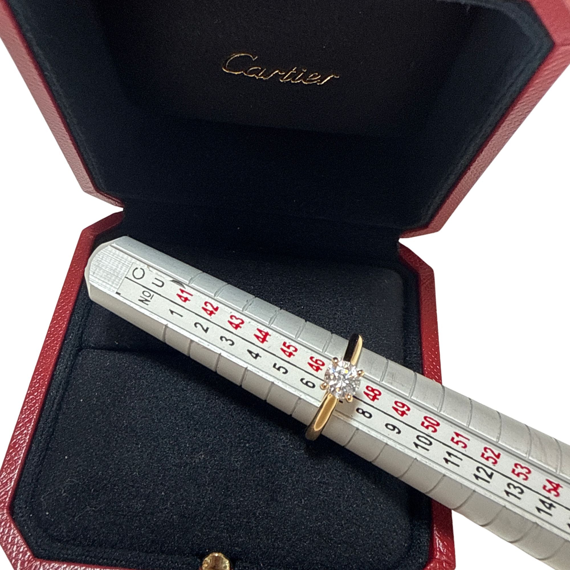 Cartier Solitaire 1895 oro amarillo 18k con diamante natural GIA 0.50 ct – Nuevo sin usar